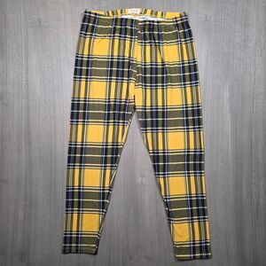 Full Circle Trends, Women's Yellow and Black Plaid Leggings, Size 2X